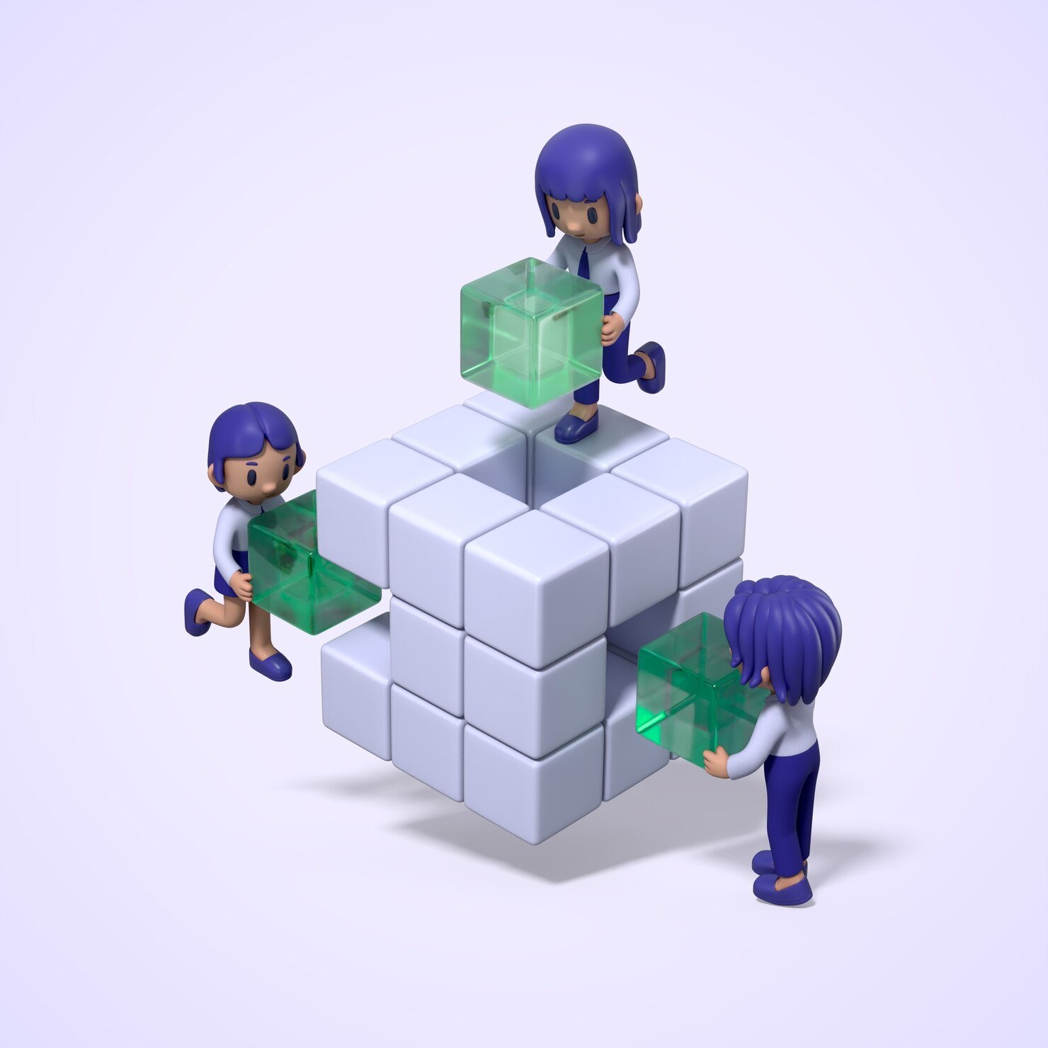 team building 3d cartoon cube construction 23 2151998246